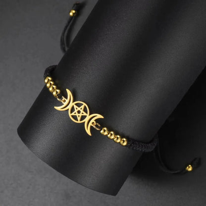 Triple Moon Pentacle Adjustable Bracelet