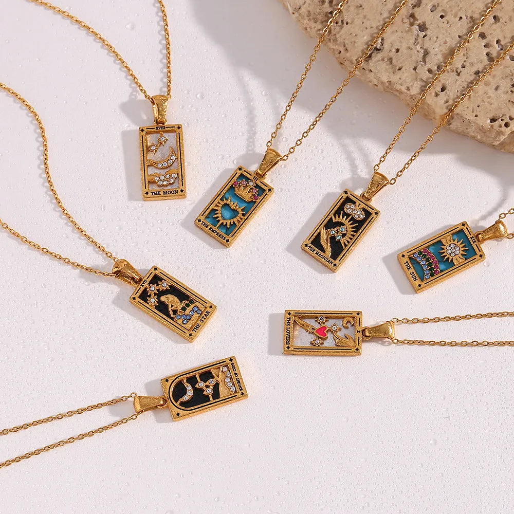 Gold Tarot Card Necklaces