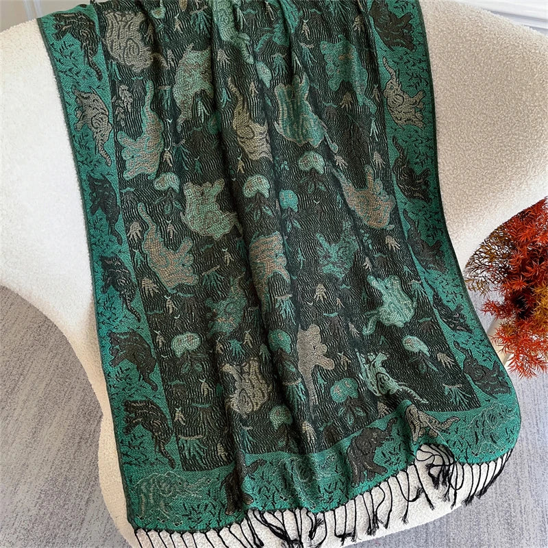 Autumn Bohemian Ethnic Paisley Cashmere Shawls Scarf for Women Warm Jacquard Pashmina Scarves Print Design Lady Foulard Stoles
