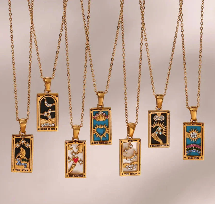 Gold Tarot Card Necklaces