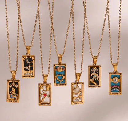 Gold Tarot Card Necklaces