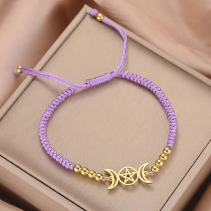 Triple Moon Pentacle Adjustable Bracelet