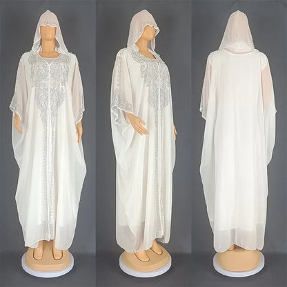 2025 Traditional Hooded Abaya African Dresses for Women Luxury Boubou Dress Africa Clothing Plus Size Dashiki Ankara Outfit Robe