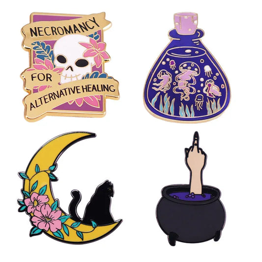 Magic Bottle Enamel Pin Moon Flower Lapel Badge Brooch Gift