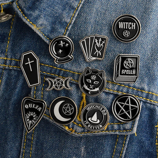 Moon Witch Enamel Pins Brooches for Clothes and Backpacks