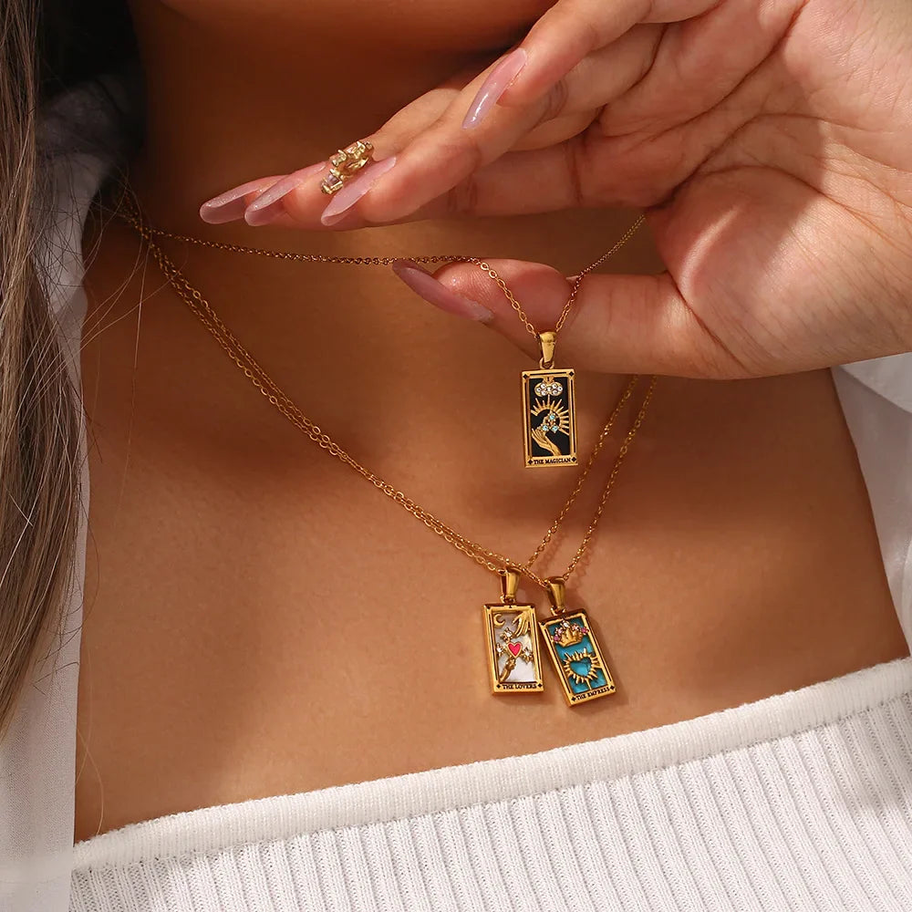 Gold Tarot Card Necklaces