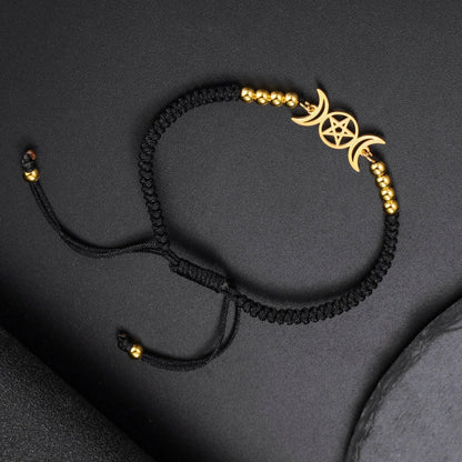 Triple Moon Pentacle Adjustable Bracelet