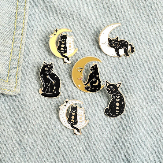 Cat & Moon Pins