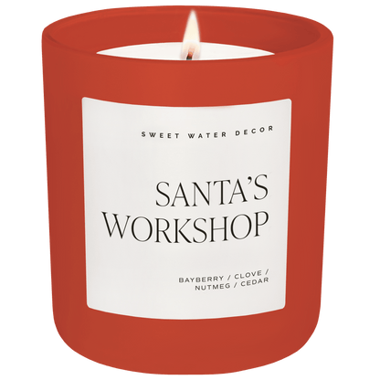 Santa's Workshop Soy Candle - Red Matte Jar - 15 oz (Merry and Bright)