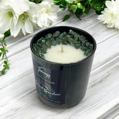 Secret Garden Crystal Candle with Green Aventurine | Coconut-Soy Wax Candle, 9oz