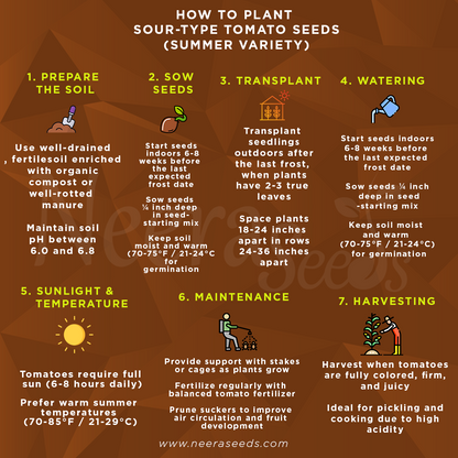 Sour-Type Tomato (Summer Variety) Vegetable Seeds for Planting – High-Acid Variety for Pickling and Cooking