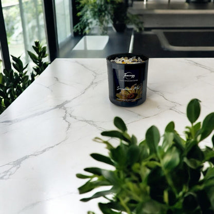 Sunshower Mist Crystal Candle with Garnet, Quartz, & Citrine | Coconut-Soy Wax Candle, 9oz