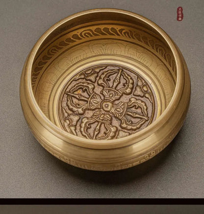 Nepal Handmade Singing Bowl Large Brass Tibetan Bowls Yoga Meditation Sound Healing Instrument Buddhist Sound Bowls Ornaments