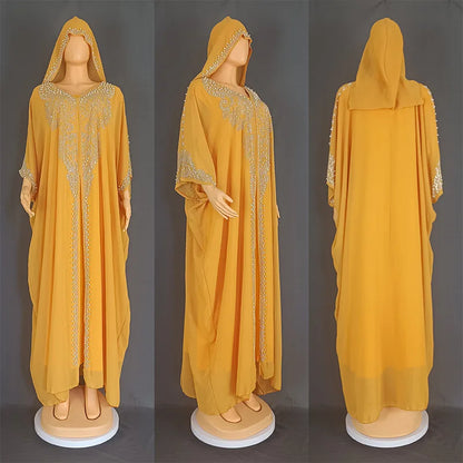 2025 Traditional Hooded Abaya African Dresses for Women Luxury Boubou Dress Africa Clothing Plus Size Dashiki Ankara Outfit Robe