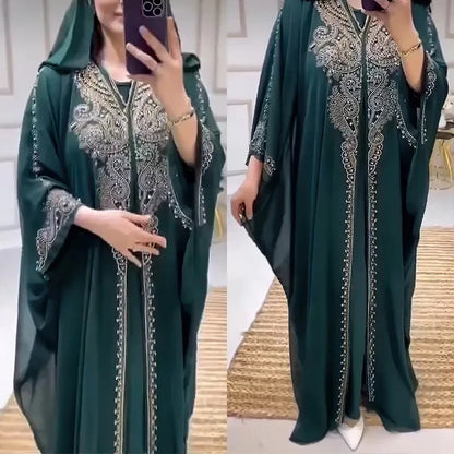 2025 Traditional Hooded Abaya African Dresses for Women Luxury Boubou Dress Africa Clothing Plus Size Dashiki Ankara Outfit Robe