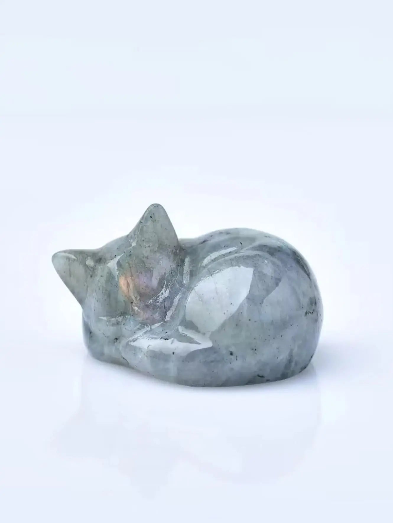 Crystal Sleeping Cat Statue