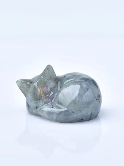 Crystal Sleeping Cat Statue