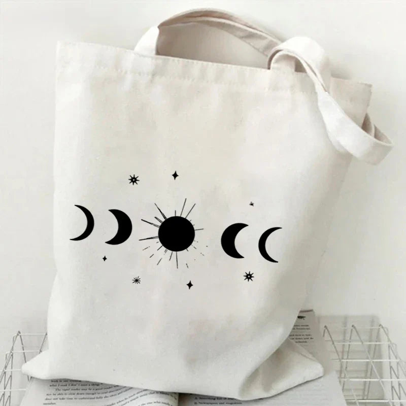 Witchy Floral Moon Tote Bags