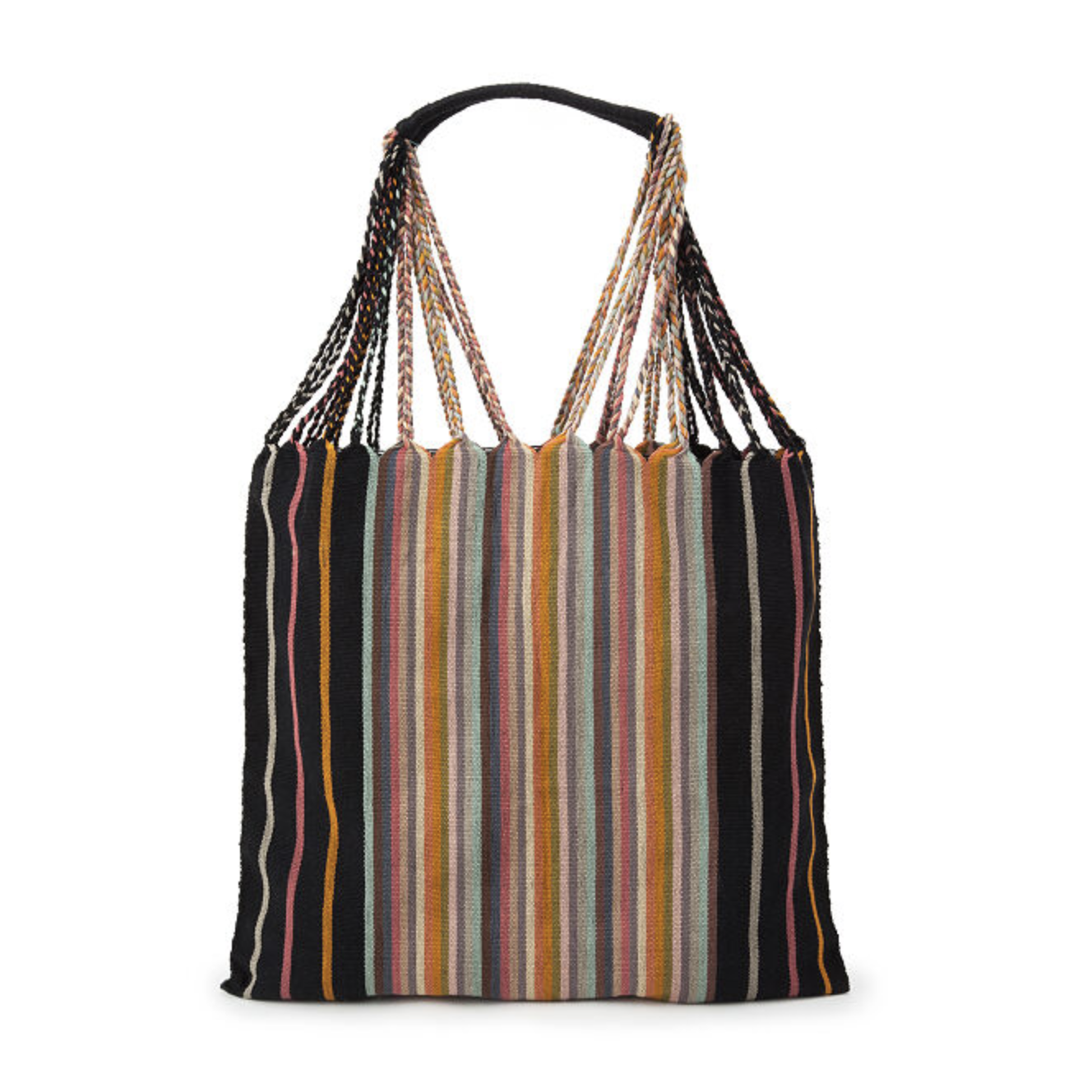 Poppy Woven Striped Tote | Hammock Bag - Mexico