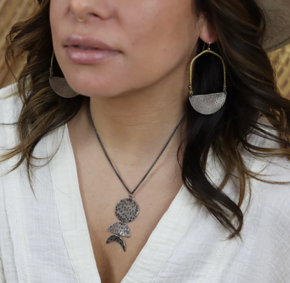 Silver Vertical Moon 3-Phase Necklace