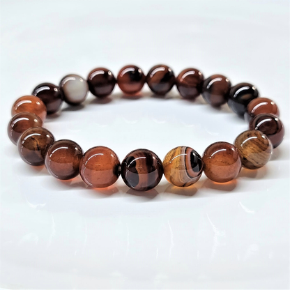 Red Agate Round Bead Bracelet - Stable Confidence