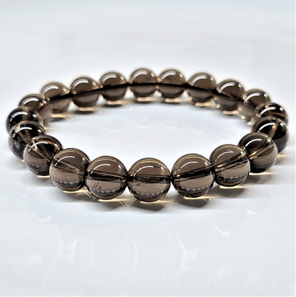 Smokey Quartz Round Bead Bracelet - Business Creativity