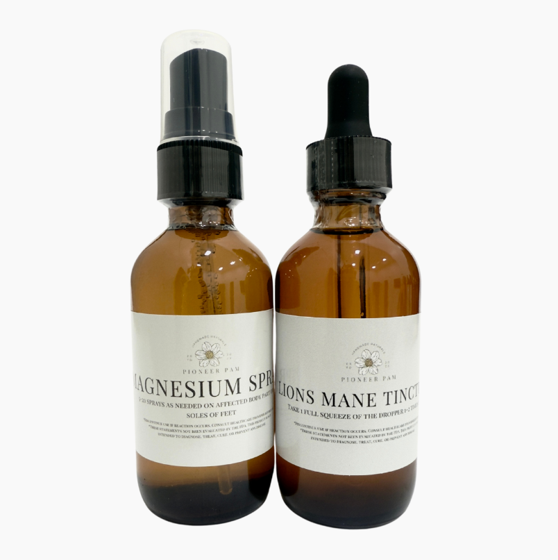 Brain Power Combo: Focus, Mental Health, Nervous System Support- Lions Mane Tincture + Magnesium Spray