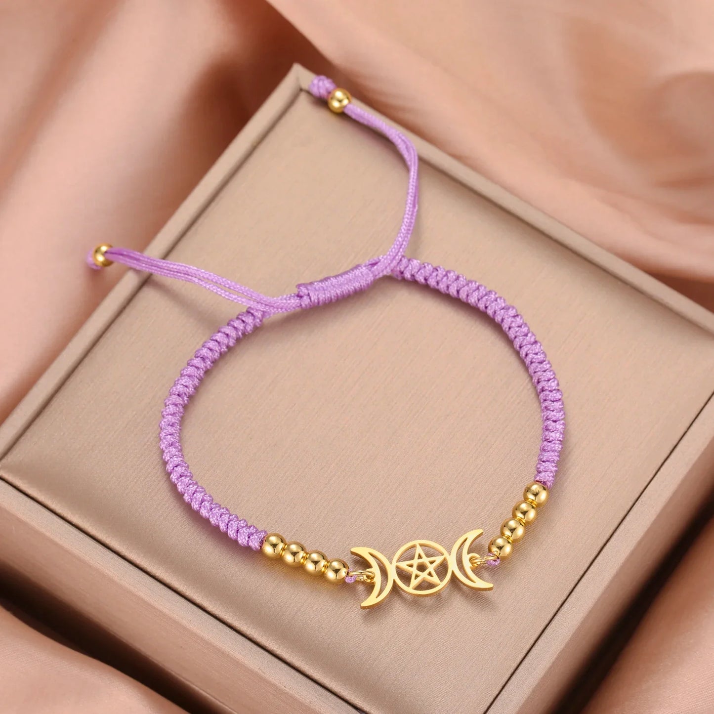 Triple Moon Pentacle Adjustable Bracelet