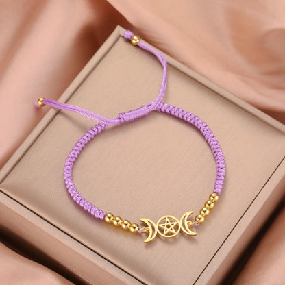 Triple Moon Pentacle Adjustable Bracelet
