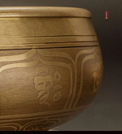 Nepal Handmade Singing Bowl Large Brass Tibetan Bowls Yoga Meditation Sound Healing Instrument Buddhist Sound Bowls Ornaments