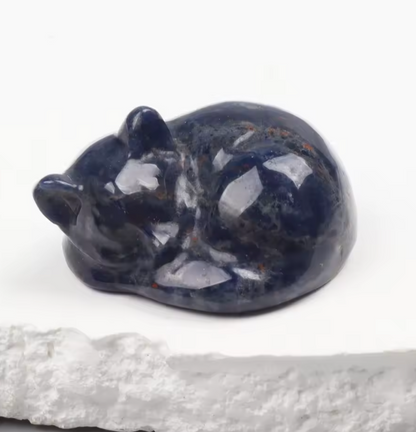 Crystal Sleeping Cat Statue