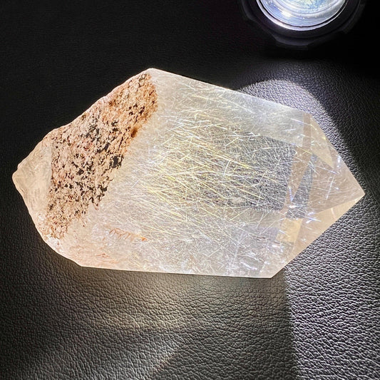 Spectacular "Rare" Brazilian Minas Gerais Golden Rutile Smoky Quartz Point