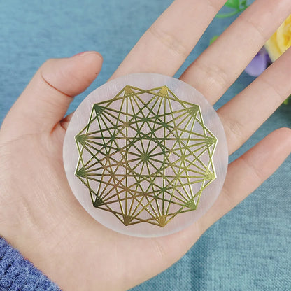 Selenite Spiritual Gold Symbol Plates