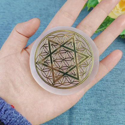 Selenite Spiritual Gold Symbol Plates