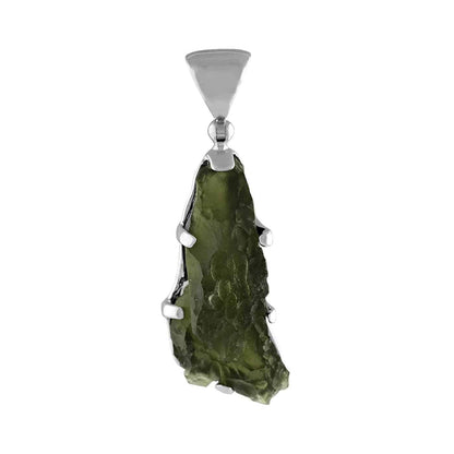 Starborn Natural Elongated 15-19 ct Moldavite Pendant in Sterling Silver