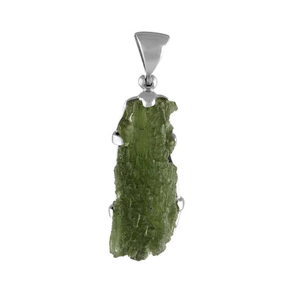Starborn Natural Elongated 15-19 ct Moldavite Pendant in Sterling Silver
