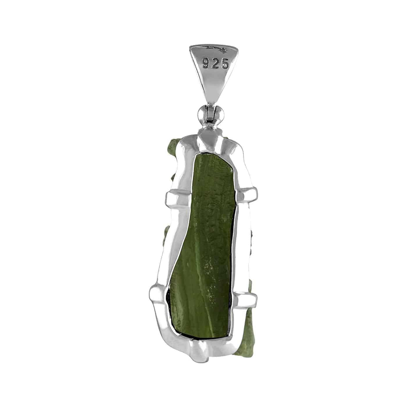 Starborn Natural Elongated 15-19 ct Moldavite Pendant in Sterling Silver