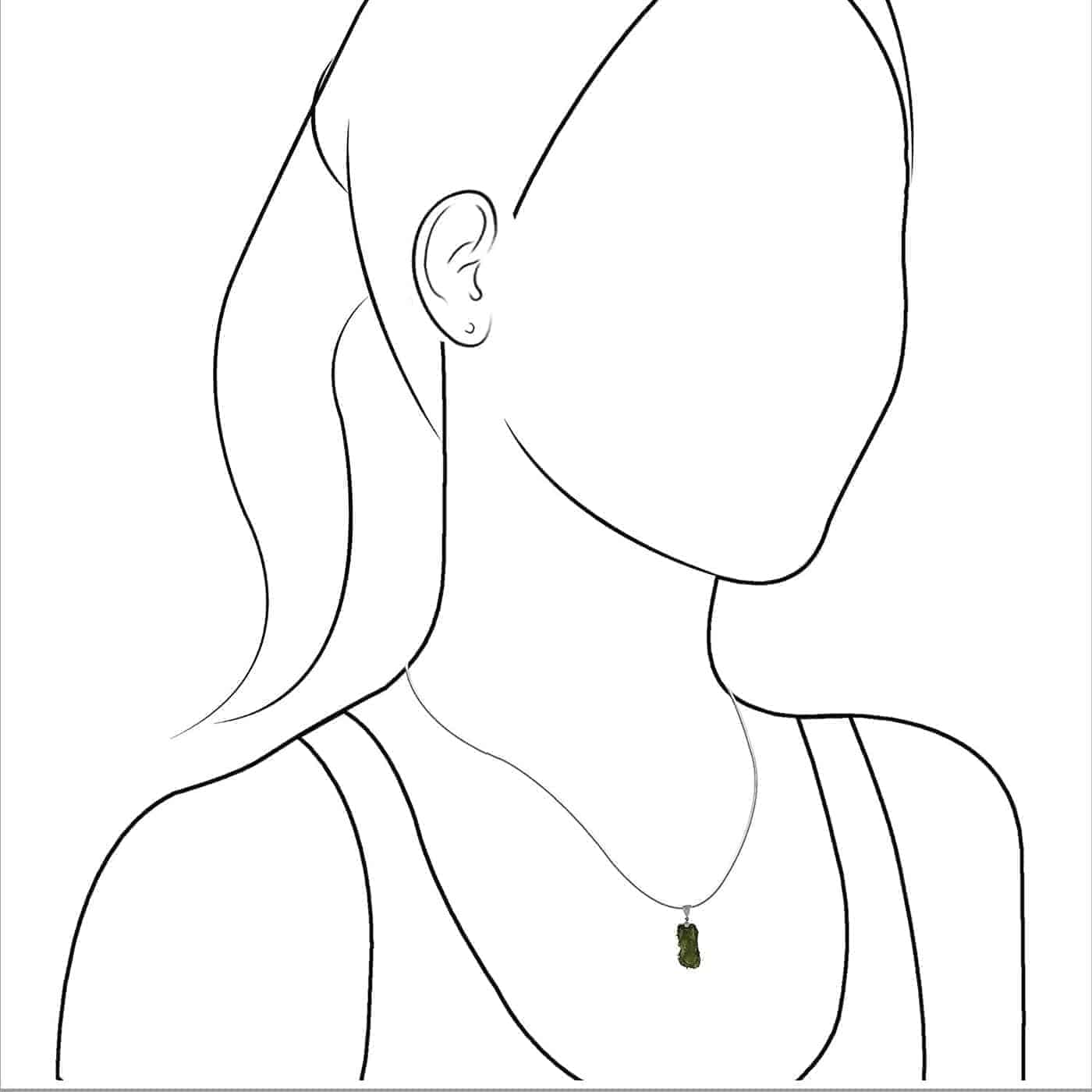 Starborn Natural Elongated 15-19 ct Moldavite Pendant in Sterling Silver