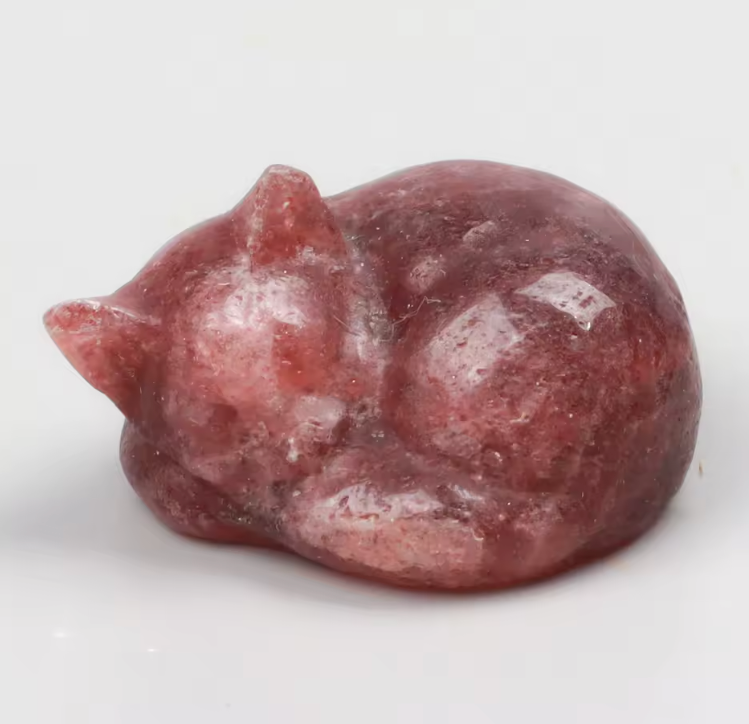 Crystal Sleeping Cat Statue