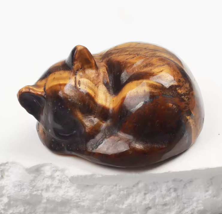 Crystal Sleeping Cat Statue
