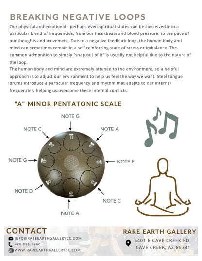 30cm Pentatonic Steel Tongue Drum – White Flower of Life Design with Travel Bag