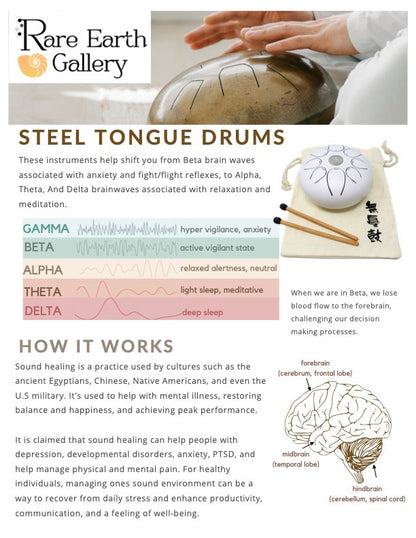 30cm Pentatonic Steel Tongue Drum – Silver Metal Singing Drum with Travel Bag