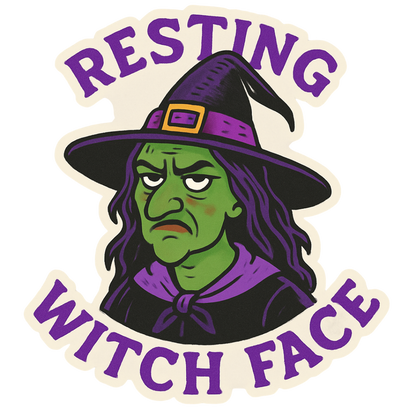 Funny Spooky Halloween Sticker "Resting Witch Face"