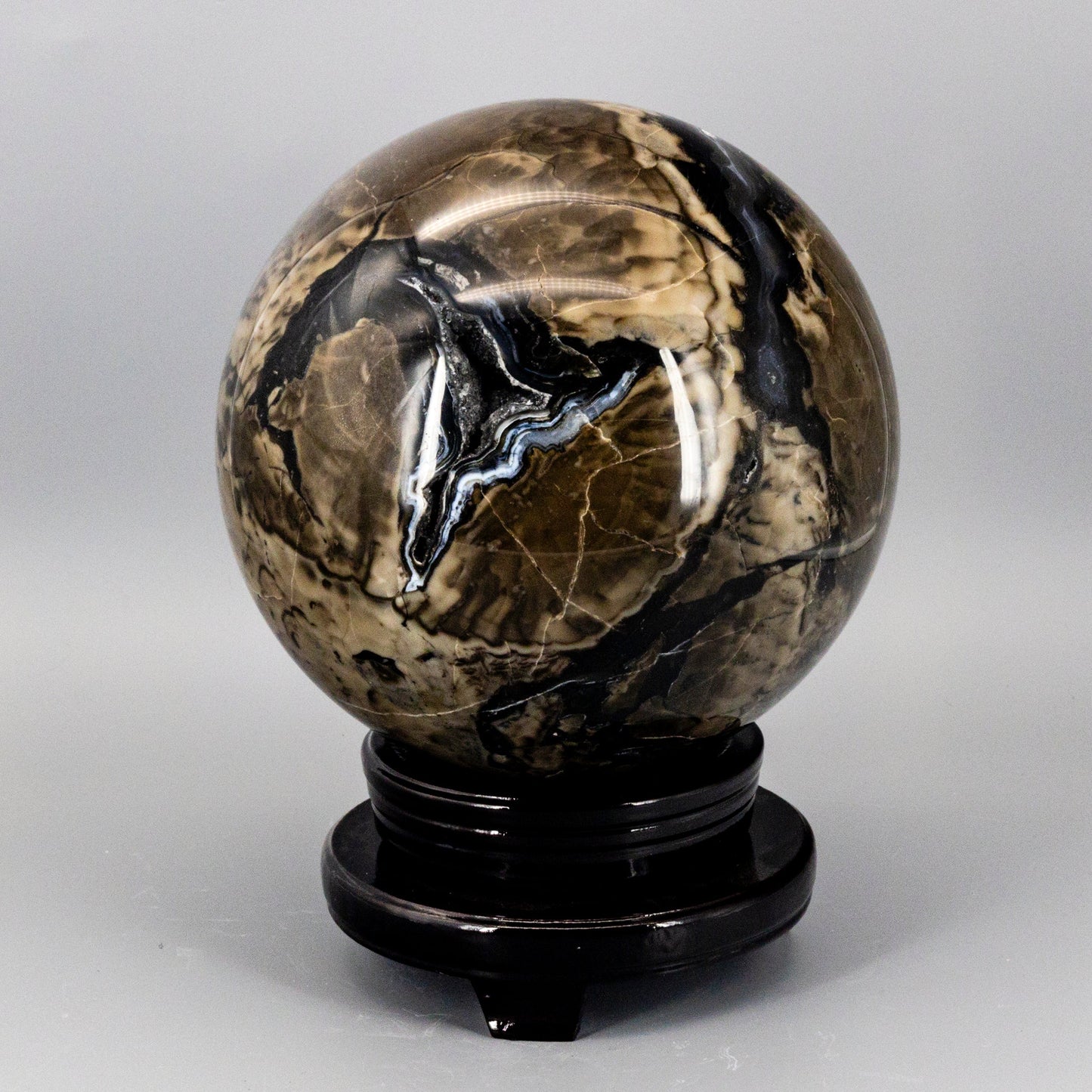 Volcano Agate Sphere HUGE 186mm UV Reactive