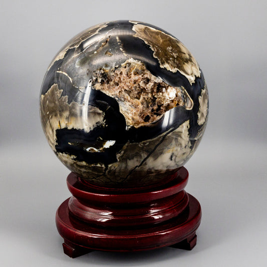 Volcano Agate Sphere XXL HUGE 252mm UV Reactive