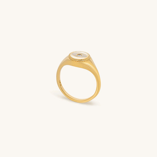 Success Enhancer Evil Eye Mother of Pearl Ring