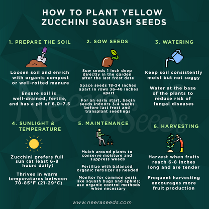 Yellow Zucchini Squash Vegetable Seeds for Planting – Heirloom & Non-GMO Garden Seeds