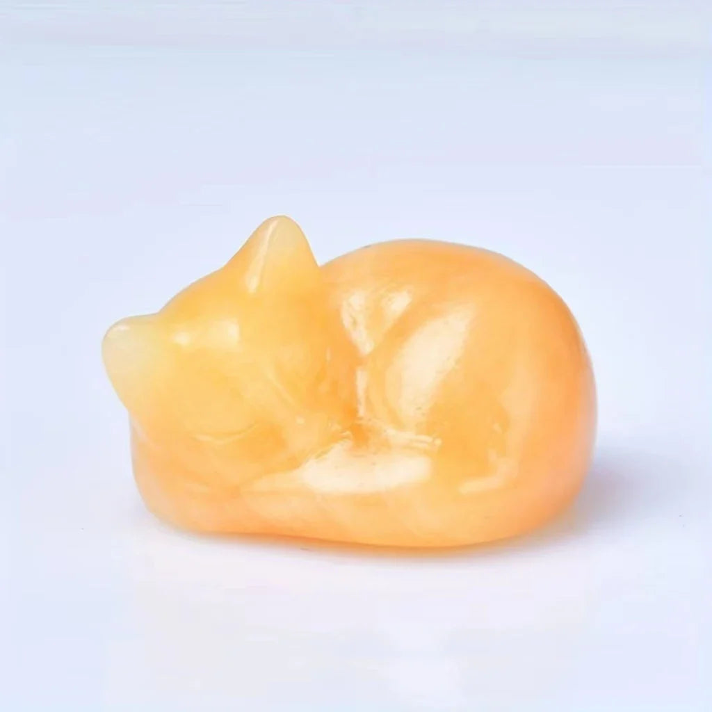 Crystal Sleeping Cat Statue