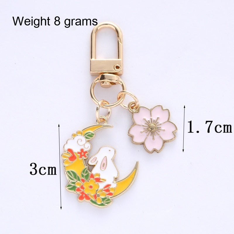 Moon Rabbit, Cherry Blossom Keychain