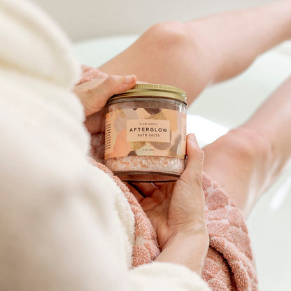 Afterglow Bath Salts – Sandalwood, Ylang Ylang, Jasmine & Geranium (15oz Jar)